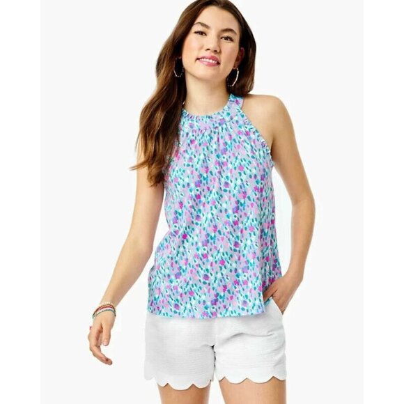 Lilly Pulitzer Jerrica Blouse Top Halter Ruffle Printed S - Picture 2 of 8